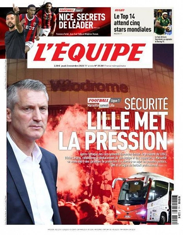 Jaquette de L’equipe du Jeudi 2 Novembre 2023