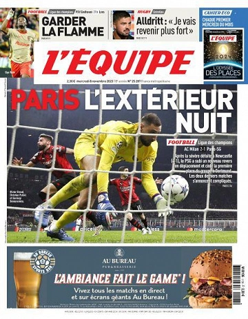 Jaquette de L’equipe du Mercredi 8 Novembre 2023