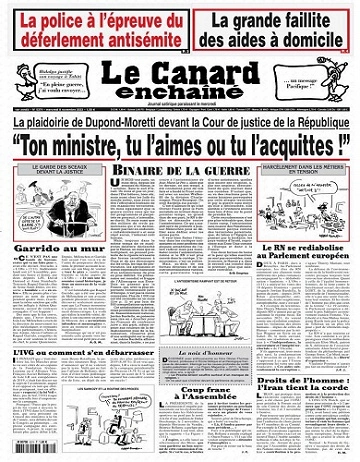 Jaquette de Le Canard Enchaîné N°5374 Du 8 Novembre 2023