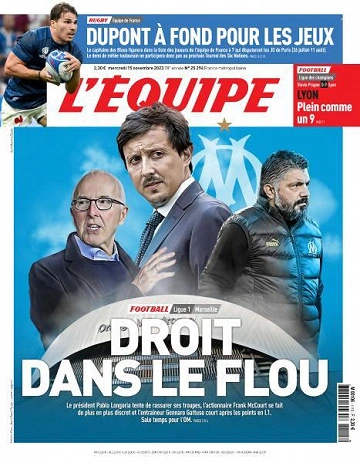 Jaquette de L’equipe du Mercredi 15 Novembre 2023