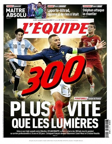 Jaquette de L’equipe du Lundi 20 Novembre 2023