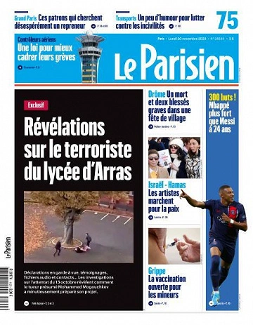 Jaquette de Le Parisien - 20 Novembre 2023