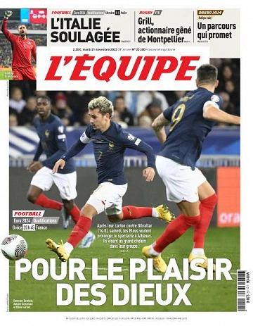 Jaquette de L’equipe du Mardi 21 Novembre 2023