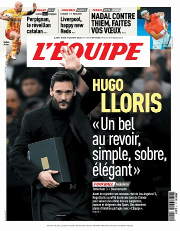 Jaquette de L’equipe du Lundi 1er Janvier 2024