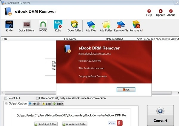 Jaquette de eBook Converter 3.23 & DRM Removal 4.20 Win x64 Anglais Préactivé