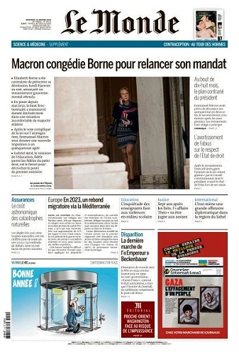 Jaquette de Le Monde du Mercredi 10 Janvier 2024
