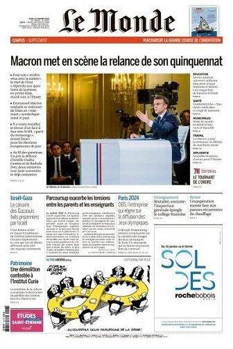 Jaquette de Le Monde du Jeudi 18 Janvier 2024