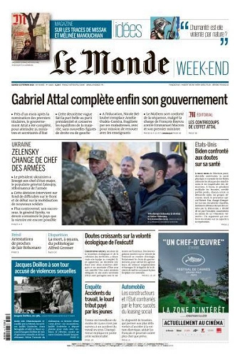 Jaquette de Le Monde + Magazine du 10 Fevrier 2024