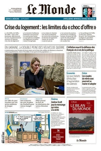 Jaquette de Le Monde du Mercredi 14 Février 2024