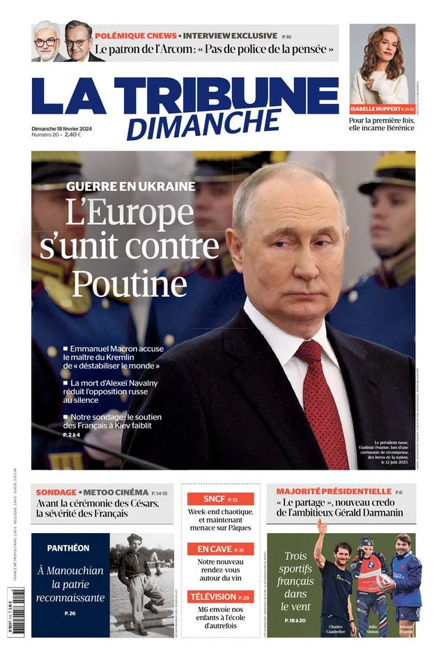 Jaquette de La Tribune Dimanche - 18 Février FRENCH PDF 2024