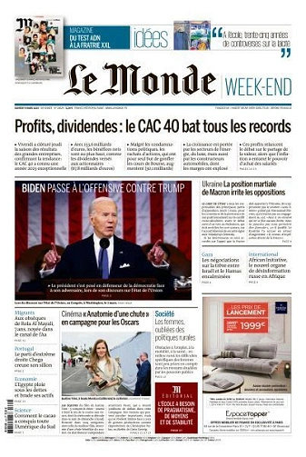 Jaquette de Le Monde du Samedi 9 Mars FRENCH PDF 2024