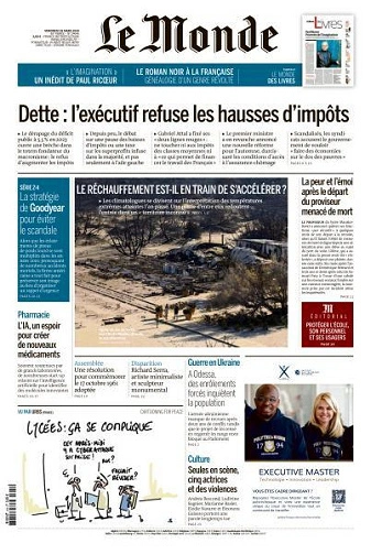 Jaquette de Le Monde du 29 Mars FRENCH PDF 2024