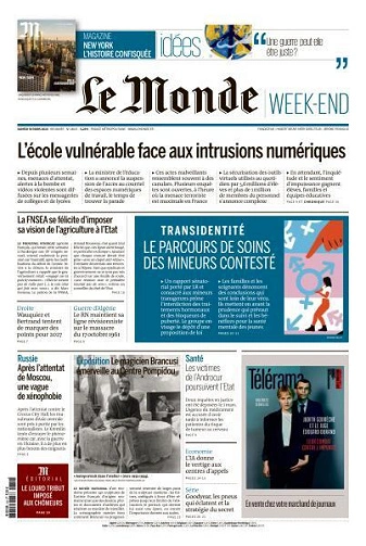 Jaquette de Pack Le Monde + M le Magazine du Monde du 30 Mars FRENCH PDF 2024