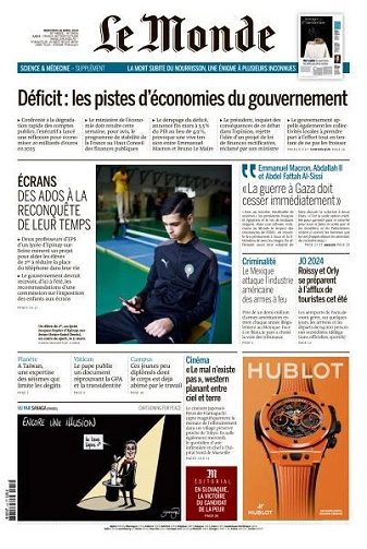 Jaquette de Le Monde du 10 Avril FRENCH PDF 2024