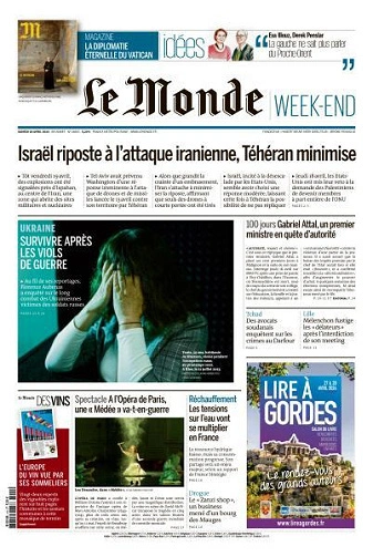 Jaquette de Le Monde du 20 Avril FRENCH PDF 2024
