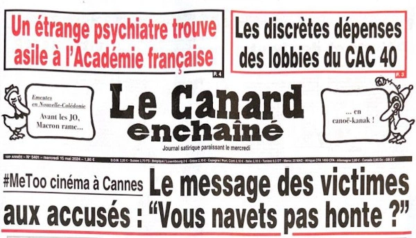 Jaquette de Le Canard Enchaîné du 15 Mai FRENCH PDF 2024