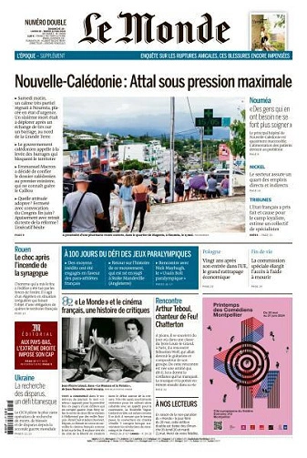 Jaquette de Le Monde du Dimanche 19 et Mardi 21 Mai FRENCH PDF 2024