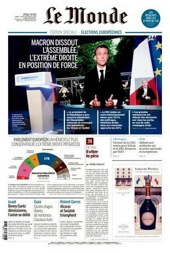 Jaquette de Le Monde du 11 Juin FRENCH PDF 2024