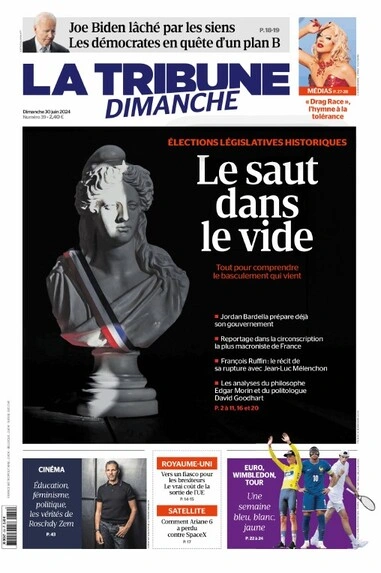 Jaquette de La Tribune Dimanche du 30 Juin 2024