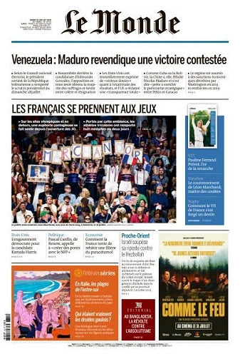 Jaquette de Le Monde du 30.07.2024