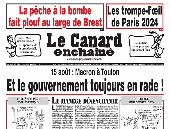 Jaquette de Le Canard Enchaîné du 14 Août 2024