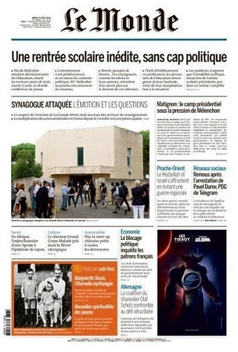 Jaquette de Le Monde du 27.08.2024