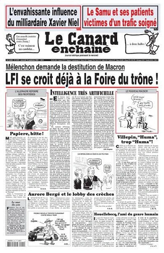 Jaquette de Le Canard enchaîné du 18 Septembre 2024