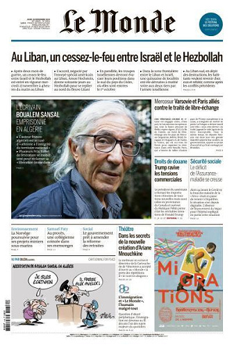 Jaquette de Le Monde du 28.11.2024