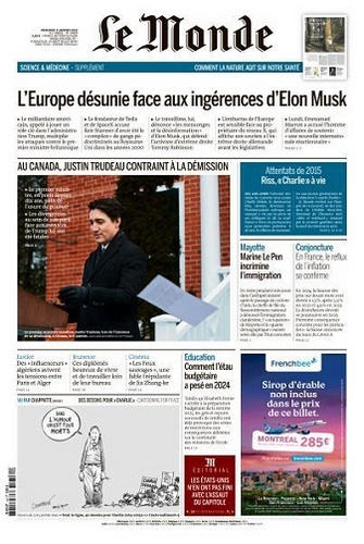 Jaquette de Le Monde du 08.01.2025