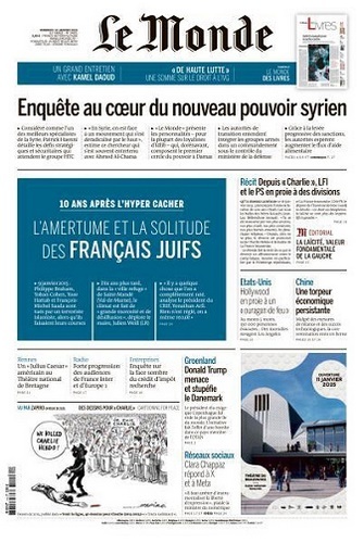 Jaquette de Le Monde du 10.01.2025