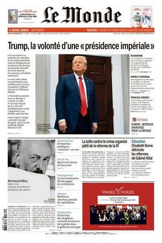 Jaquette de Le Monde du 23.01.2025