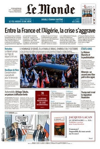 Jaquette de Le Monde du 28.02.2025