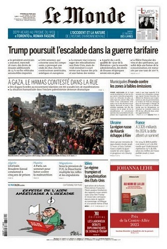 Jaquette de Le Monde du 28.03.2025