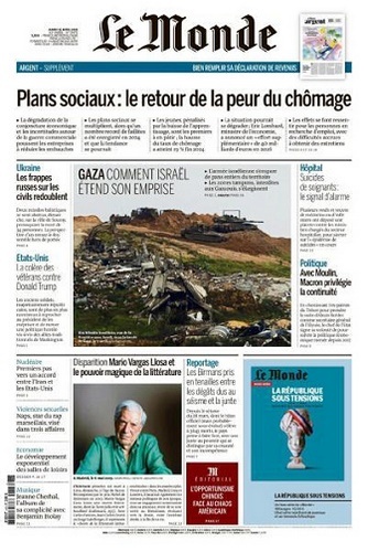 Jaquette de Le Monde du 15.04.2025