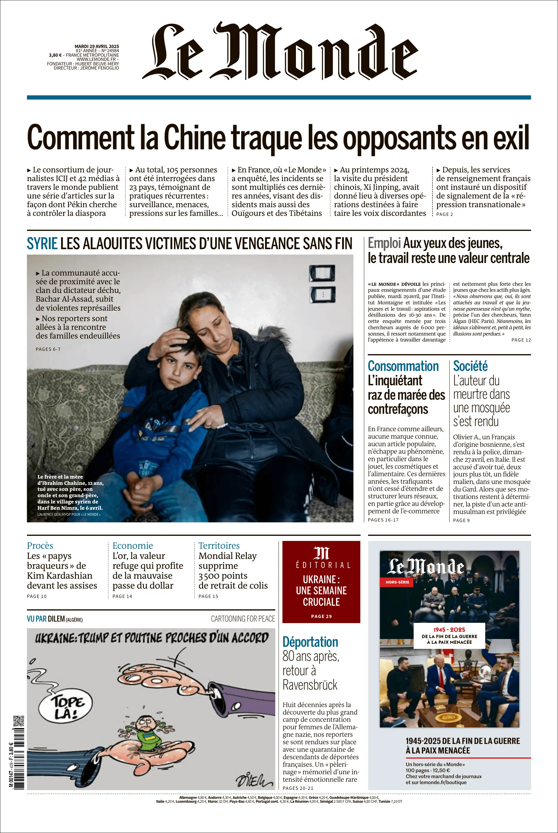 Jaquette de Le Monde 24984.29 Avril 2025