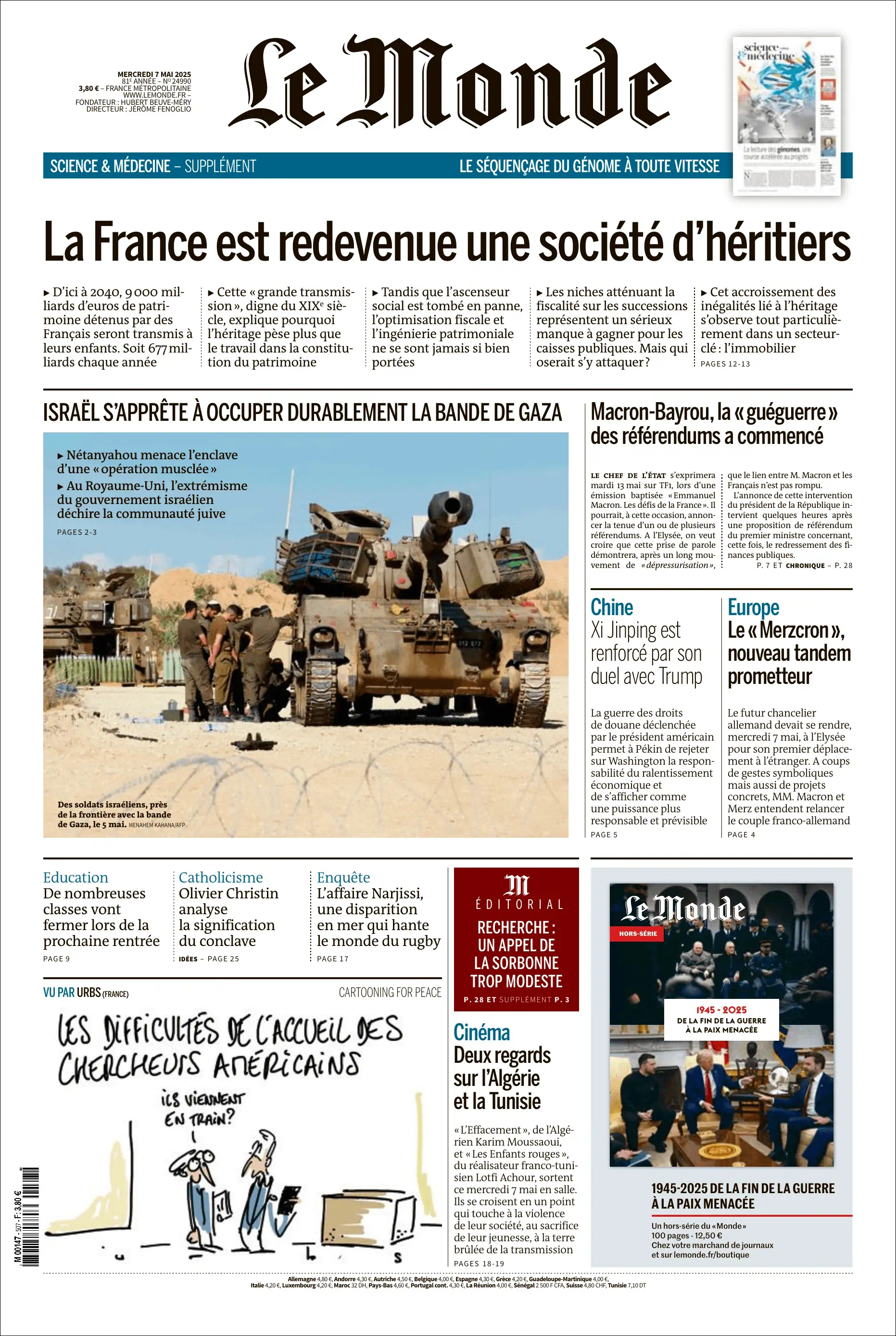 Jaquette de Le Monde 24990.07 Mai 2025