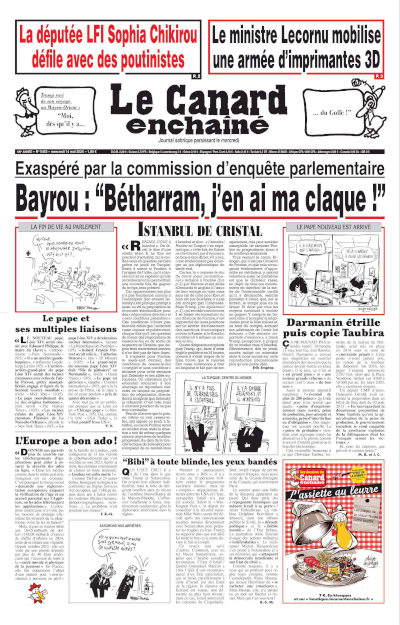 Jaquette de Le Canard enchaîné - 2025-05-14 - N°5453, 14 Mai 2025