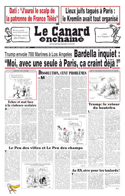 Jaquette de Le Canard enchaîné - 2025-06-11 - N°5457, 11 Juin 2025