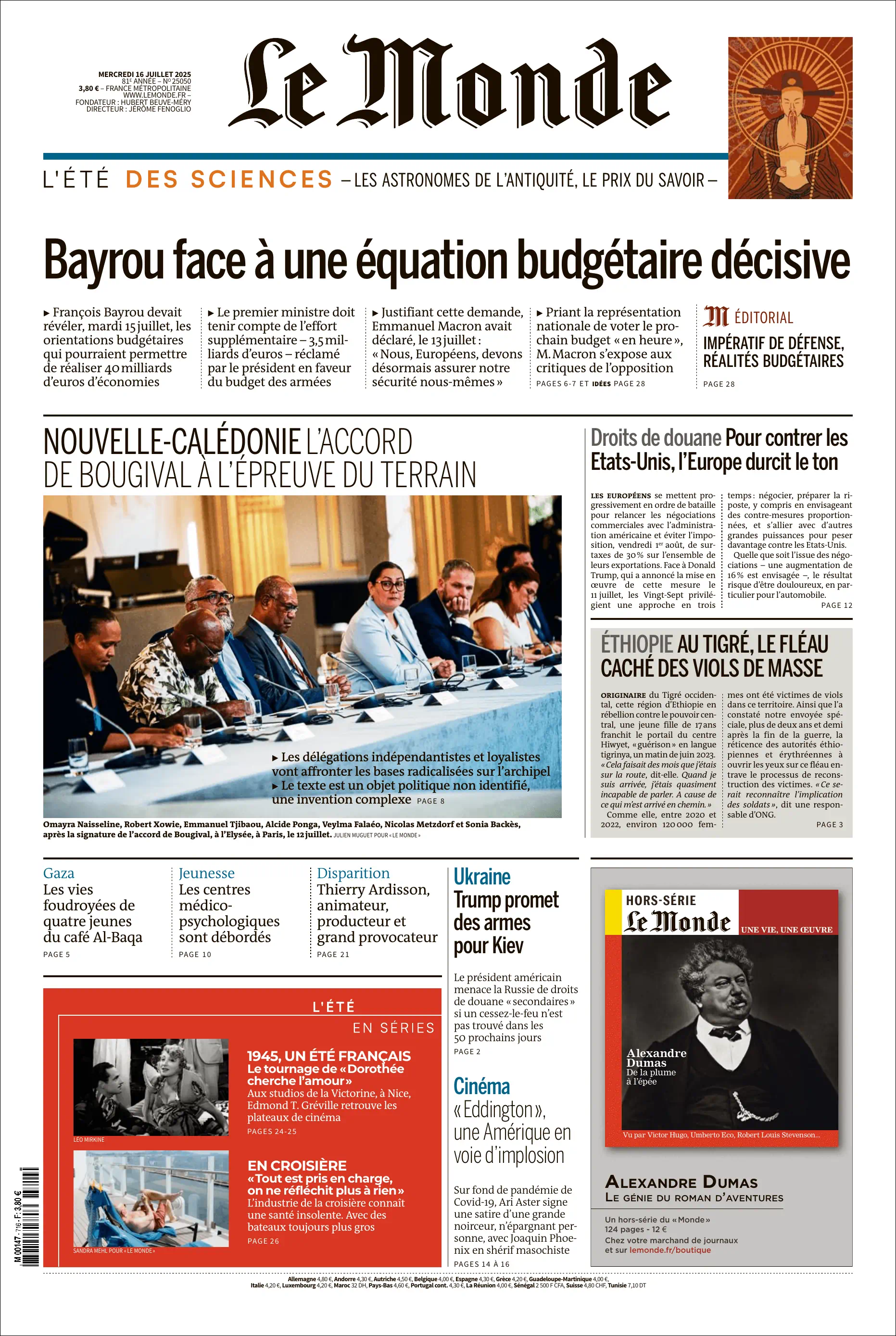 Jaquette de Le Monde 25050.16 Juillet 2025
