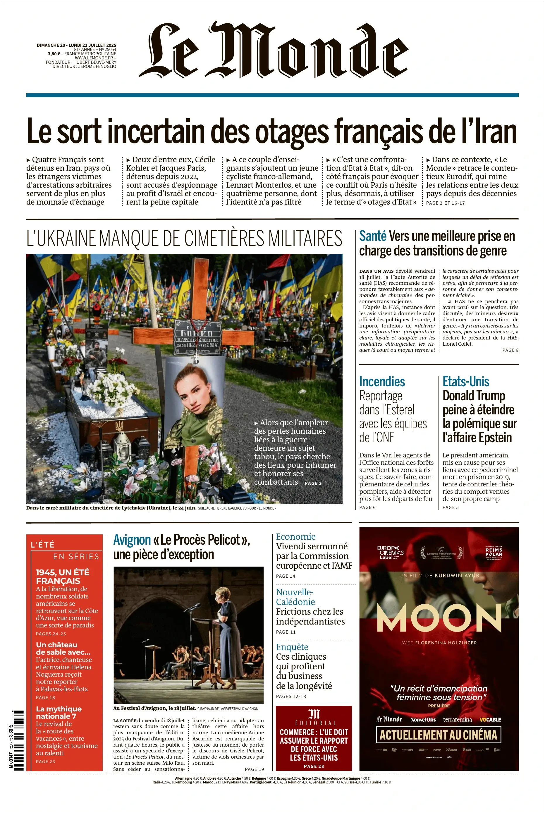 Jaquette de Le Monde 25054.21 Juillet 2025