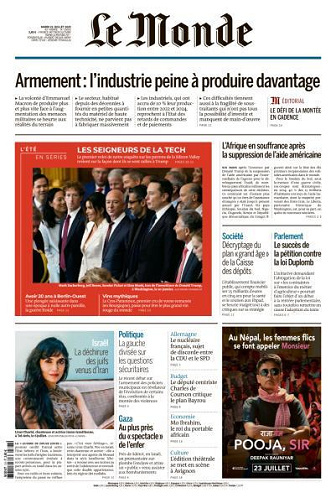 Jaquette de Le Monde du 22.07.2025
