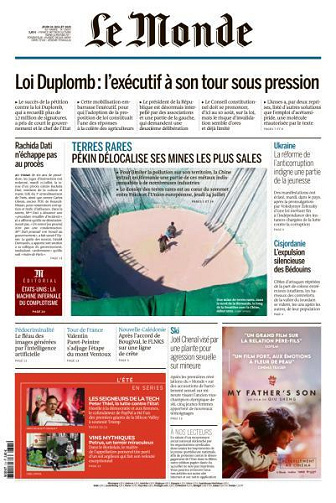 Jaquette de Le Monde du 24.07.2025