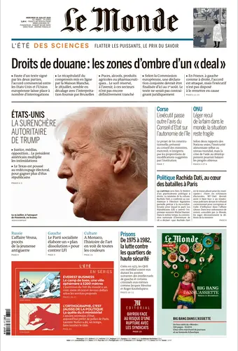 Jaquette de Le Monde 25062.30 Juillet 2025