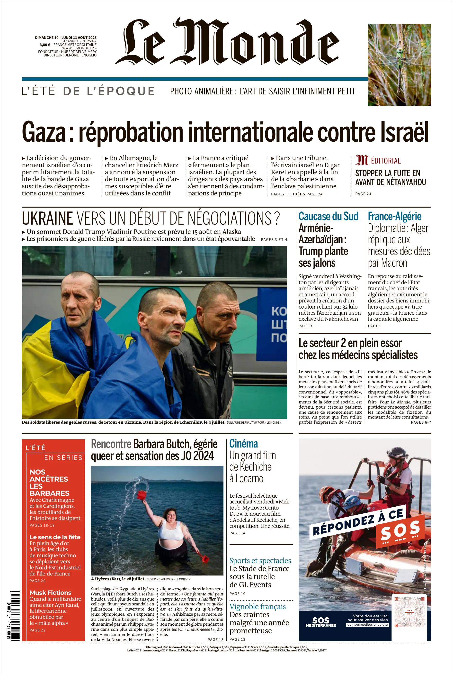 Jaquette de Le Monde 25072.11 Aout 2025