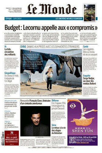 Jaquette de Le Monde du Dimanche26 et Lundi 27 Octobre 2025