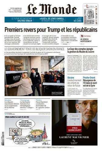 Jaquette de Le Monde du Vendredi 7 Novembre 2025