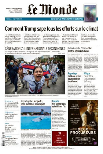 Jaquette de Le Monde du Dimanche 9 et Lundi 10 Novembre