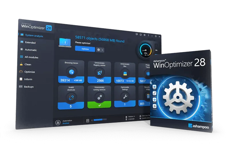 Jaquette de Ashampoo WinOptimizer v28.00.20