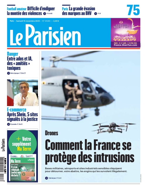 Jaquette de Le Parisien 15 Novembre 2025
