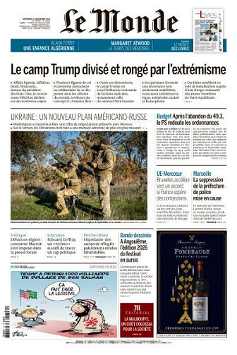 Jaquette de Le Monde du Vendredi 21 Novembre 2025